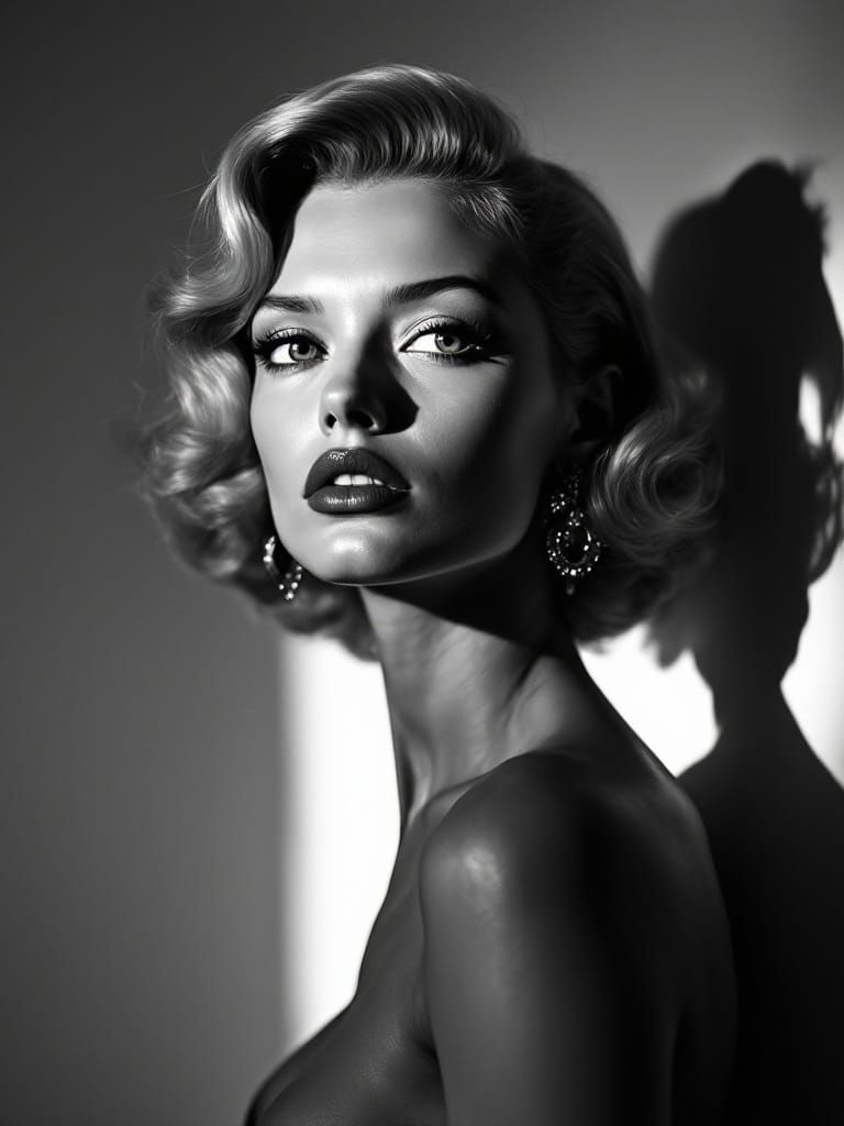 Film Noir Pin-Up with Sculptural Lighting