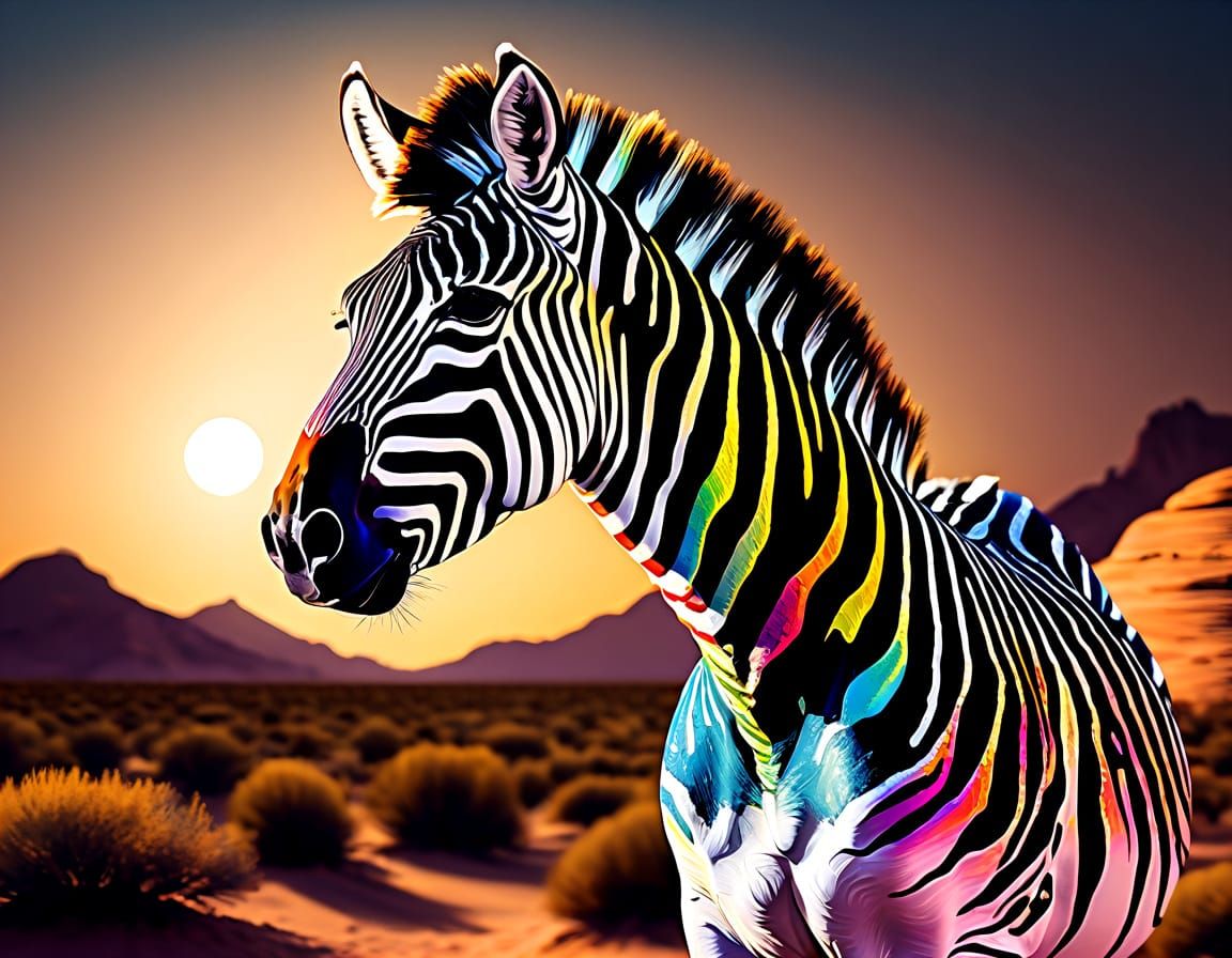 Romantic Zebra Portrait Under Golden Moonlight