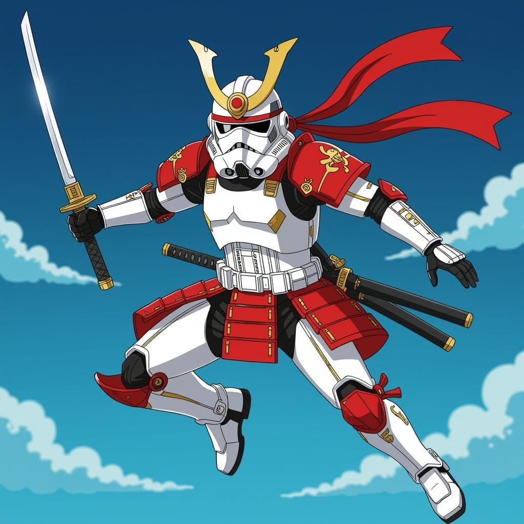 Elegant Stormtrooper Samurai in Anime-Inspired Armor