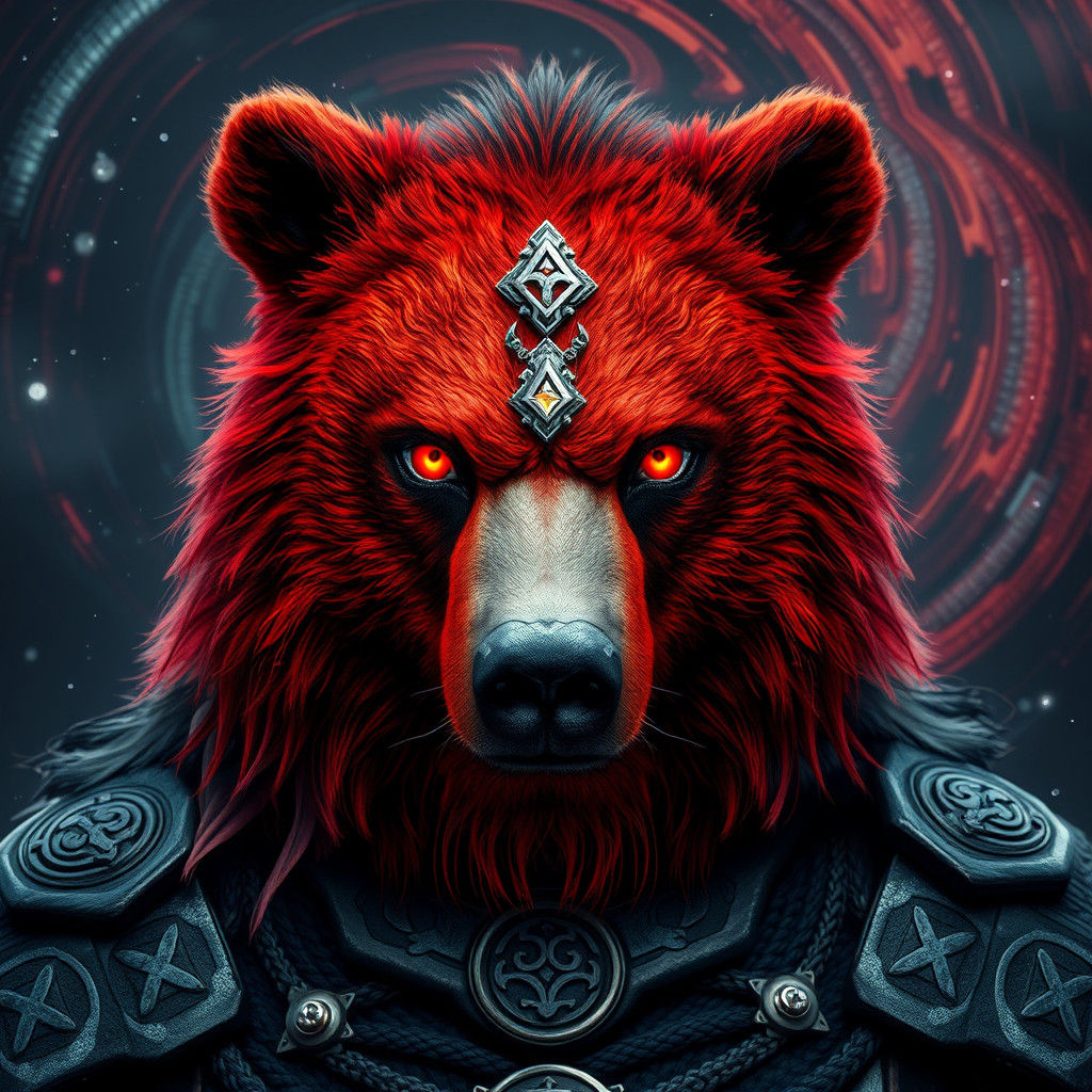 Sun Bear Viking Hybrid Portrait in Hyperrealistic Detail
