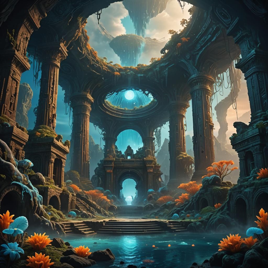 Ornate Entrance to Hollow Earth: Fantasy Concept Art
