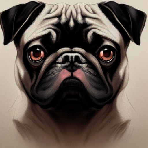 Hyperdetailed Black Pug Portrait in Artgerm Style