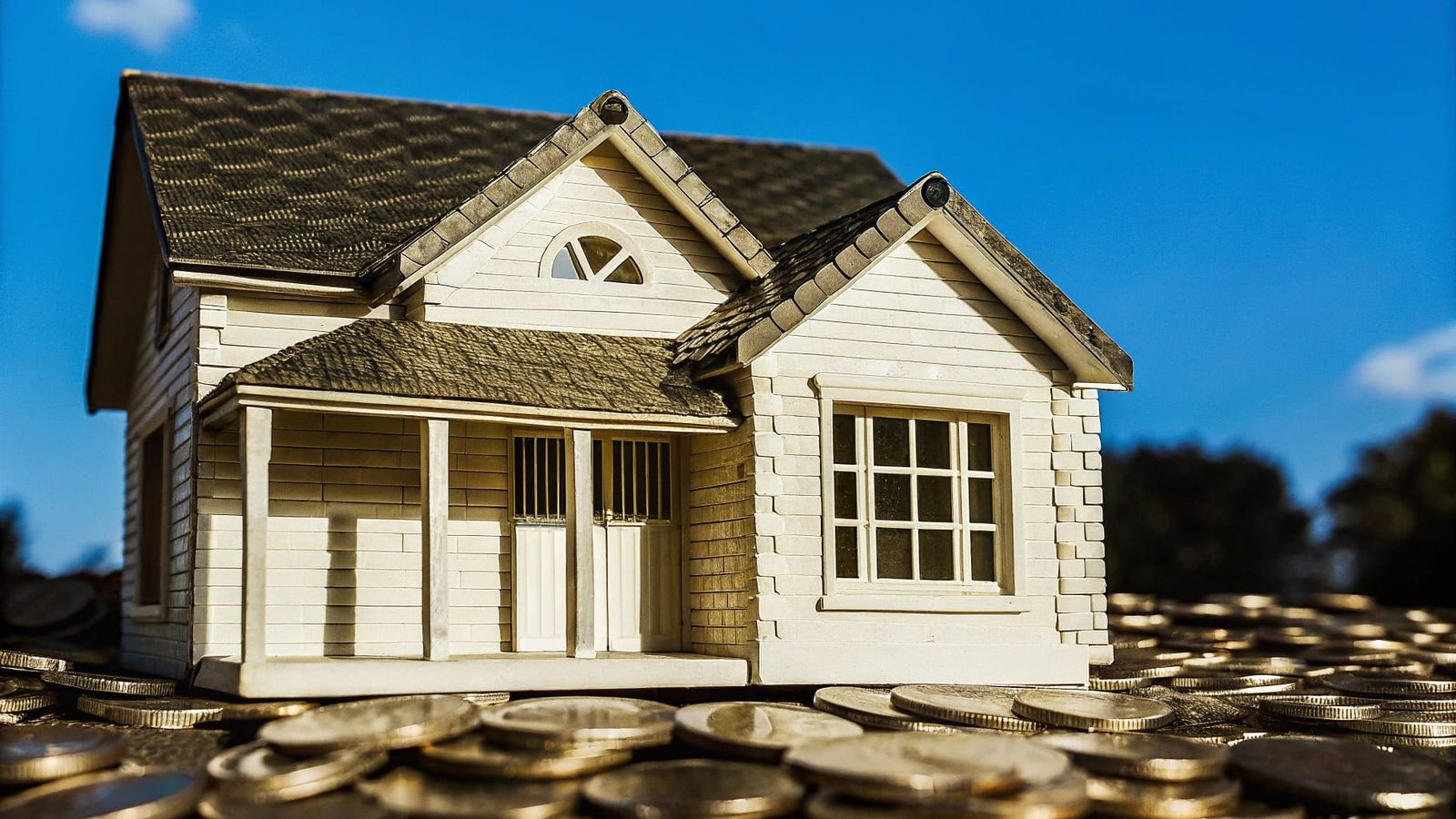 Luxury House Model on Euro Coin Stack in Hyper-Realistic Arc...