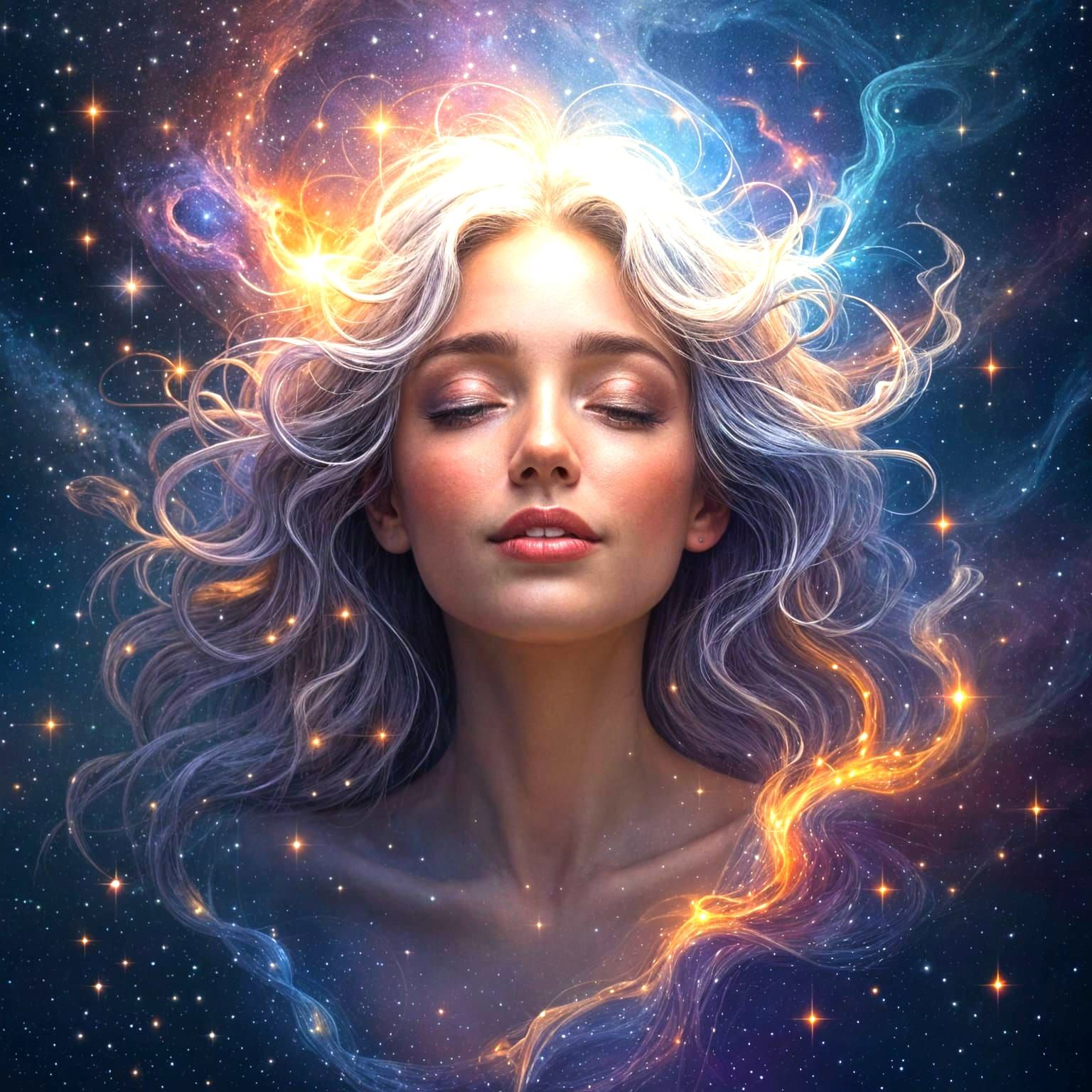 Celestial Being Portrait in Cosmic Art Style