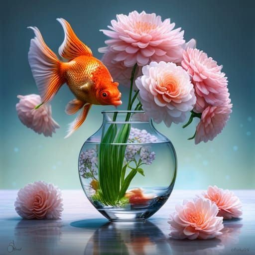 Homeless goldfish trying to get into water