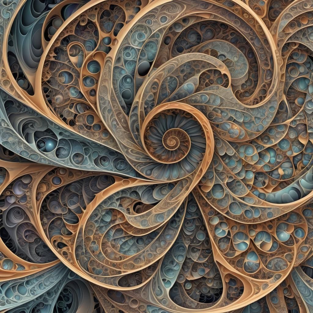 Abstract Vector Fractal in Iridescent Colors