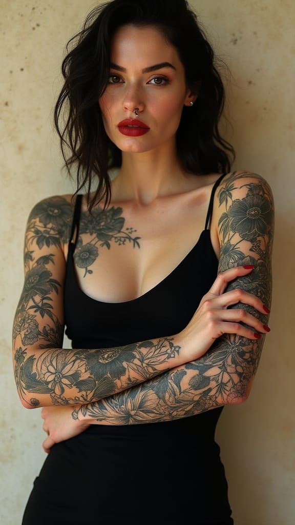 Botanical Blackwork Tattoo Art in Hyperrealism