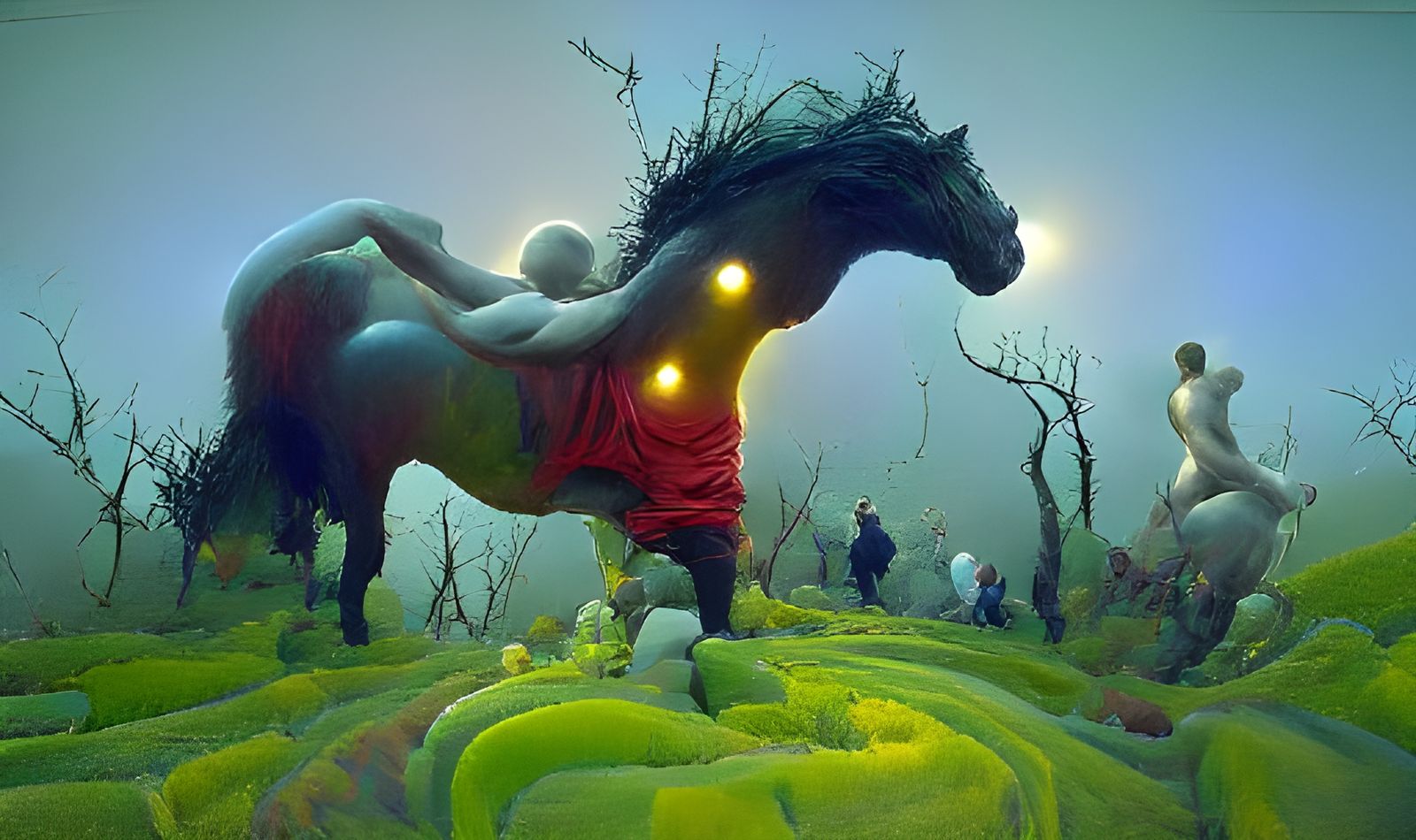 Wild Horse in Maze: Surreal Fantasy Art