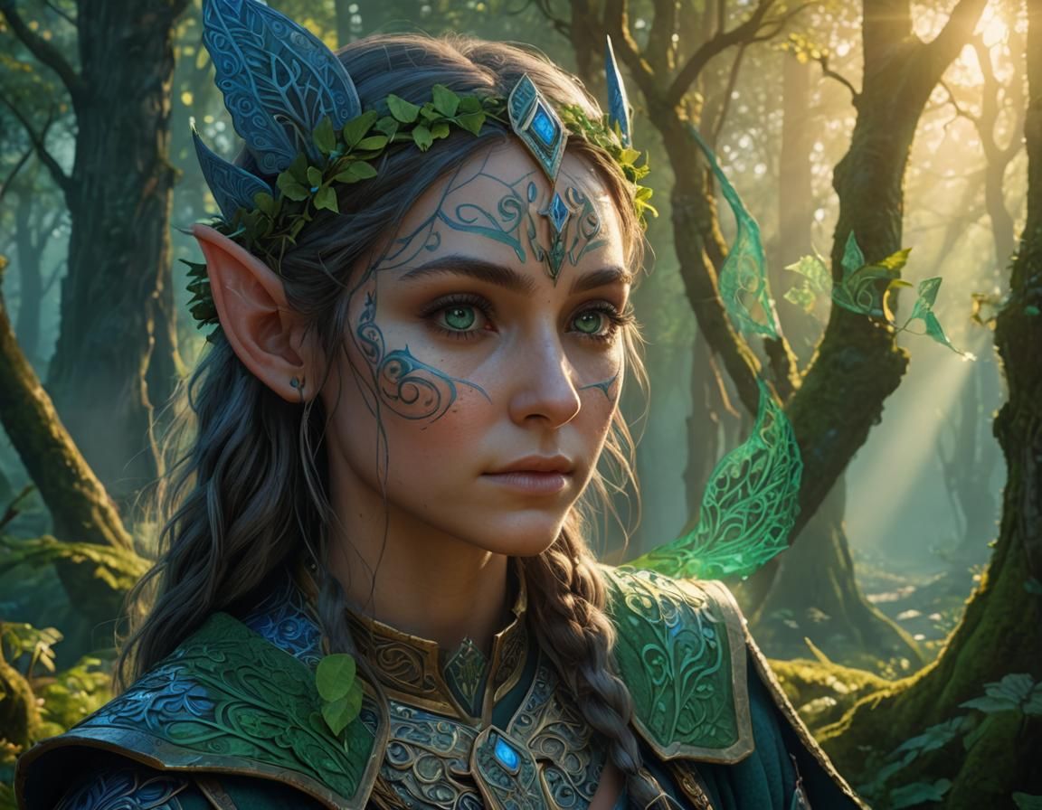 Elf Maiden in Mystical Forest Concept Art