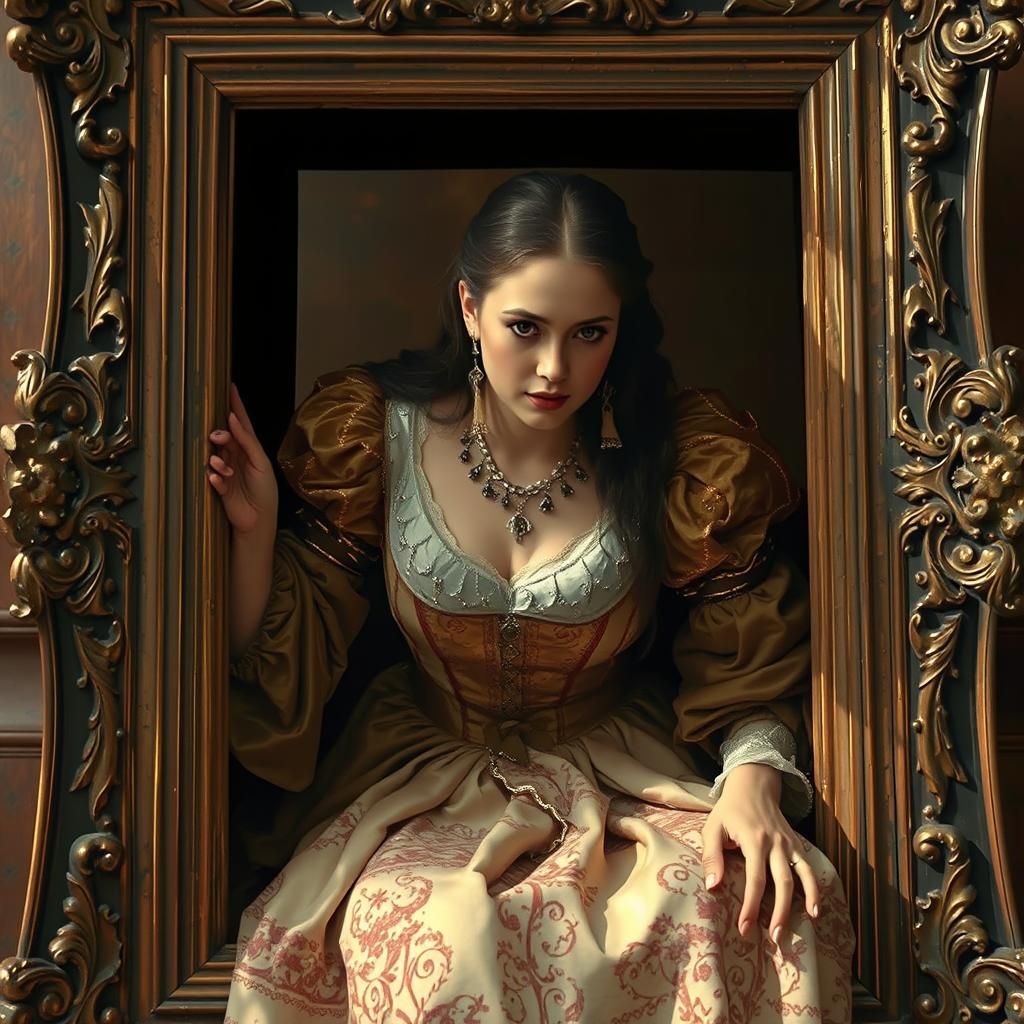 Renaissance Maiden Escapes Her Canvas