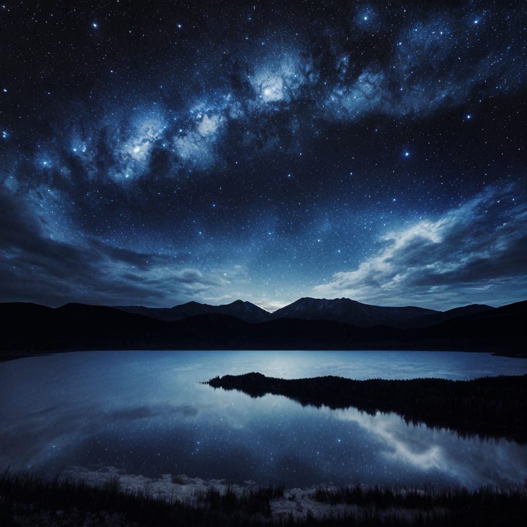 Dreamy Celestial Landscape with Swirling Clouds and Twinklin...