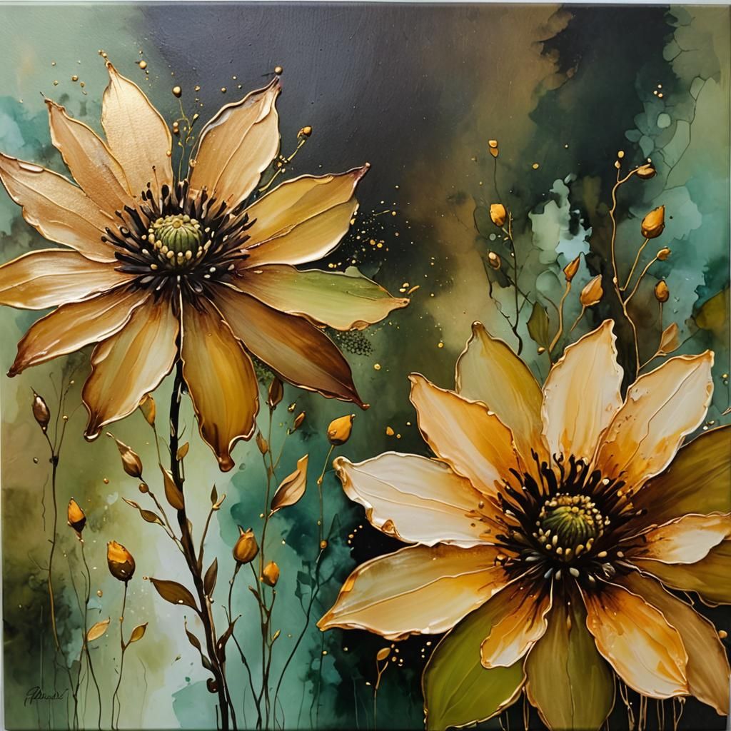 Floral Art: Oil, Ink, and Pastel Hues