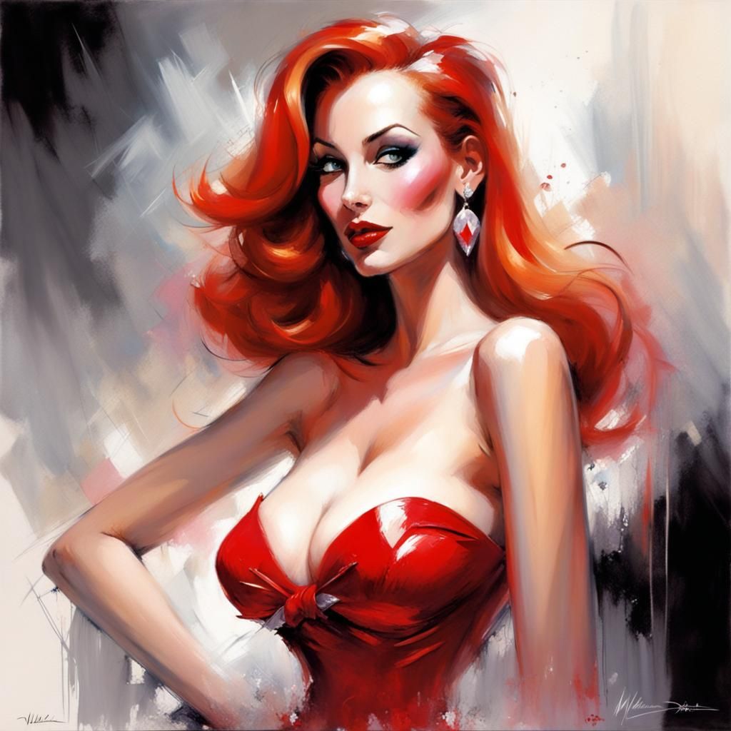 Jessica Rabbit in Watercolor Style