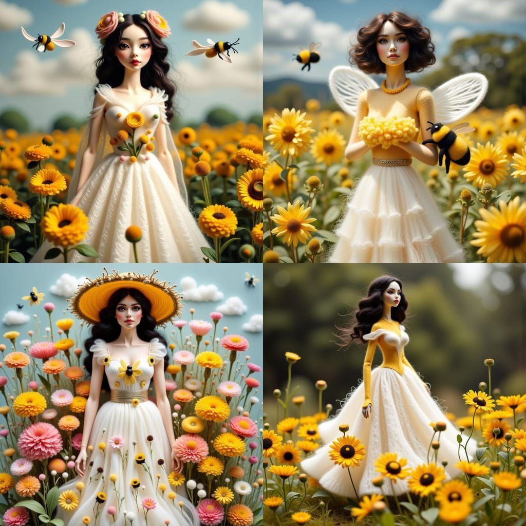 Needle Felt Woman as Spirit of Summer