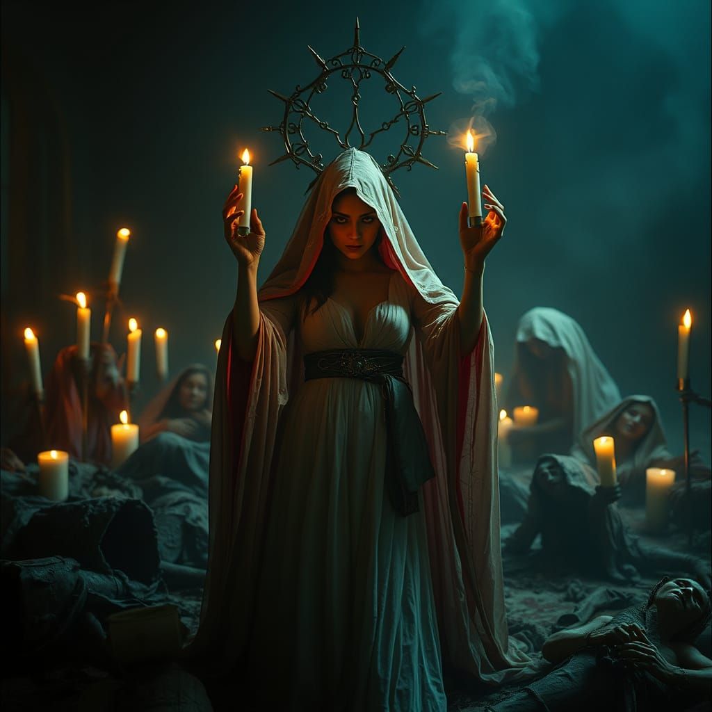 Mystical Goddess Draining Vitality: Cinematic Photography