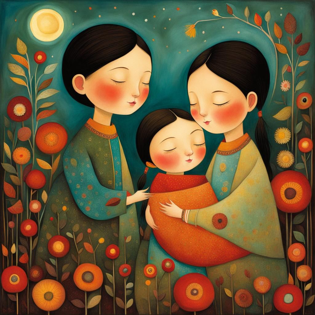 Heartwarming Sibling Love: Illustrative Art