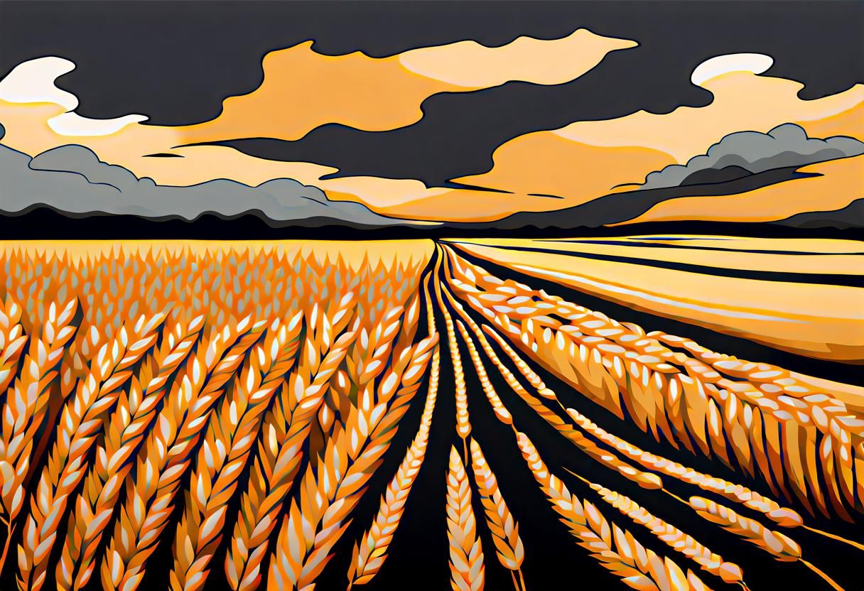 Abstract Wheat Field Under Black Clouds