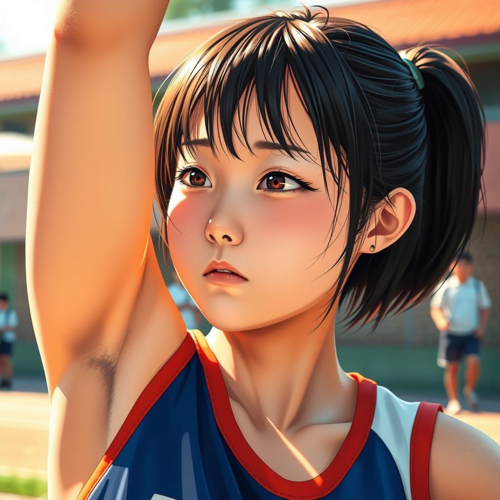 Sweaty Schoolgirl in Summer Heat