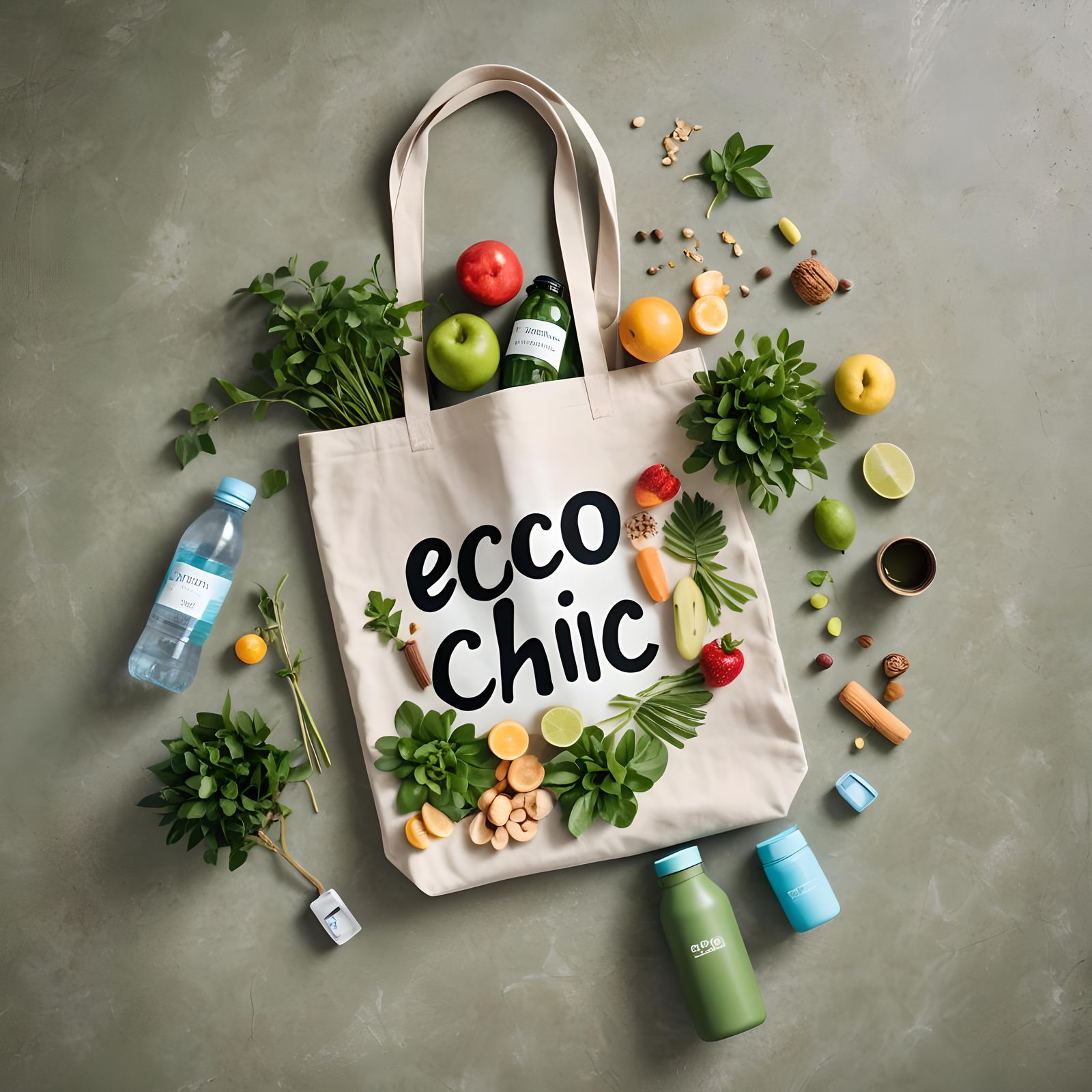 Eco Chic Tote Bag Flat Lay Mockup