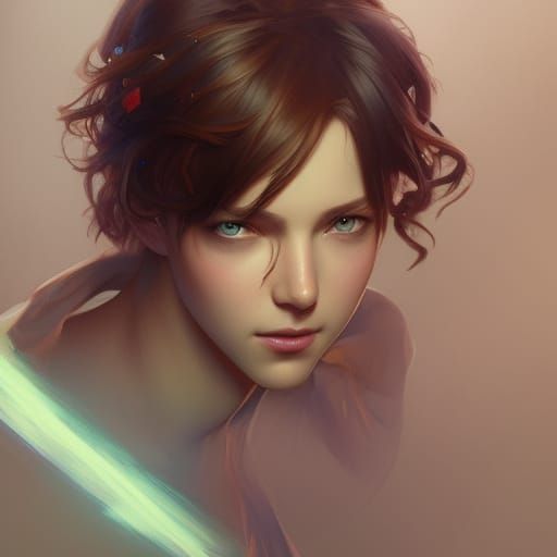 Detailed Portrait of Peter Pan in Art Nouveau Style