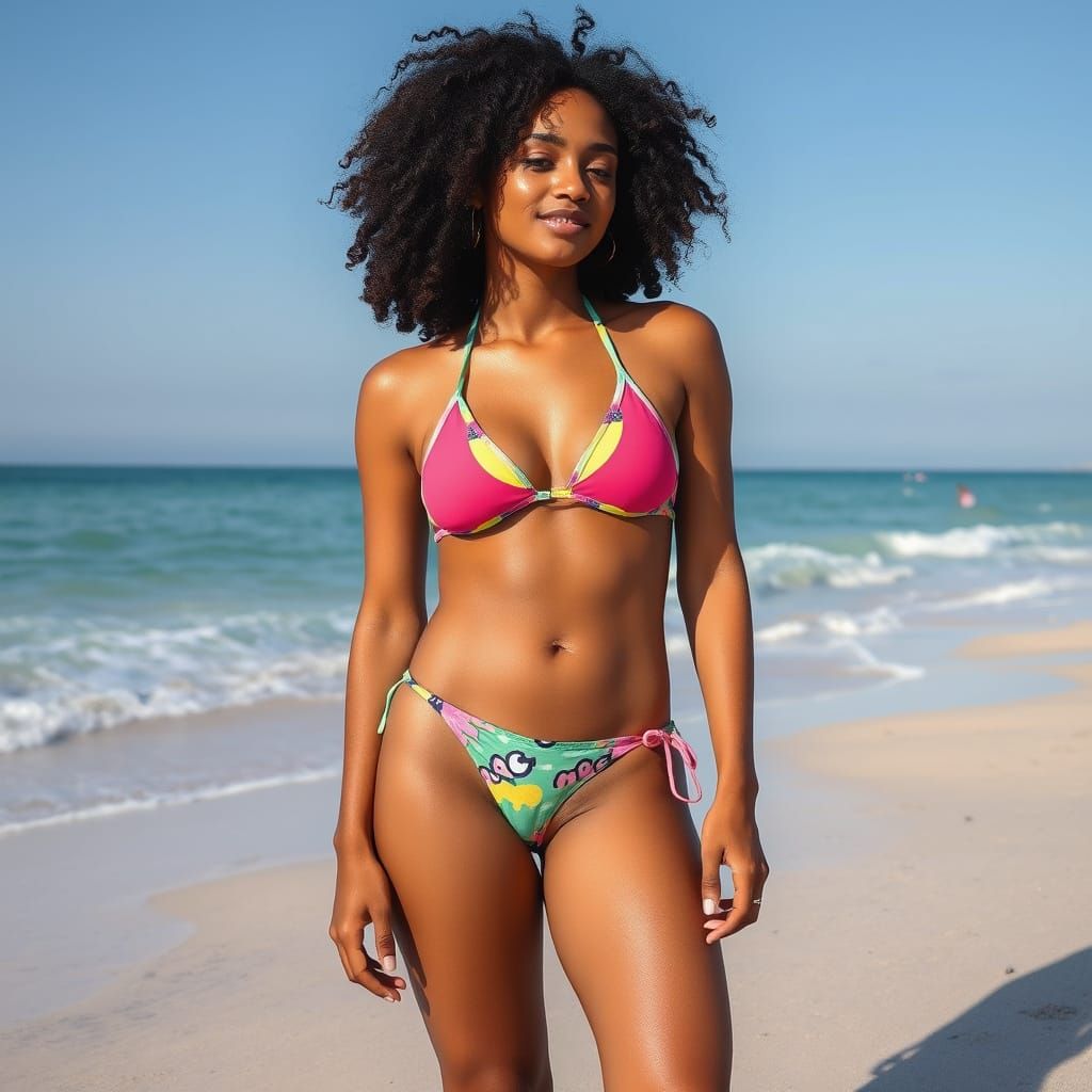 Woman on a Serene Beach in Pastel Hues