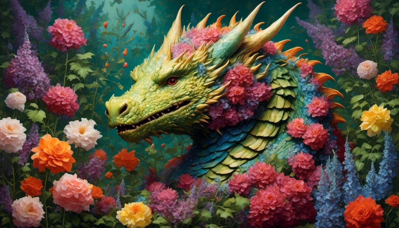 Obese Garden Dragon Portrait Illustration