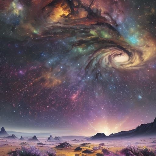 Ethereal Astral Traveler in Vibrant Cosmic Landscape