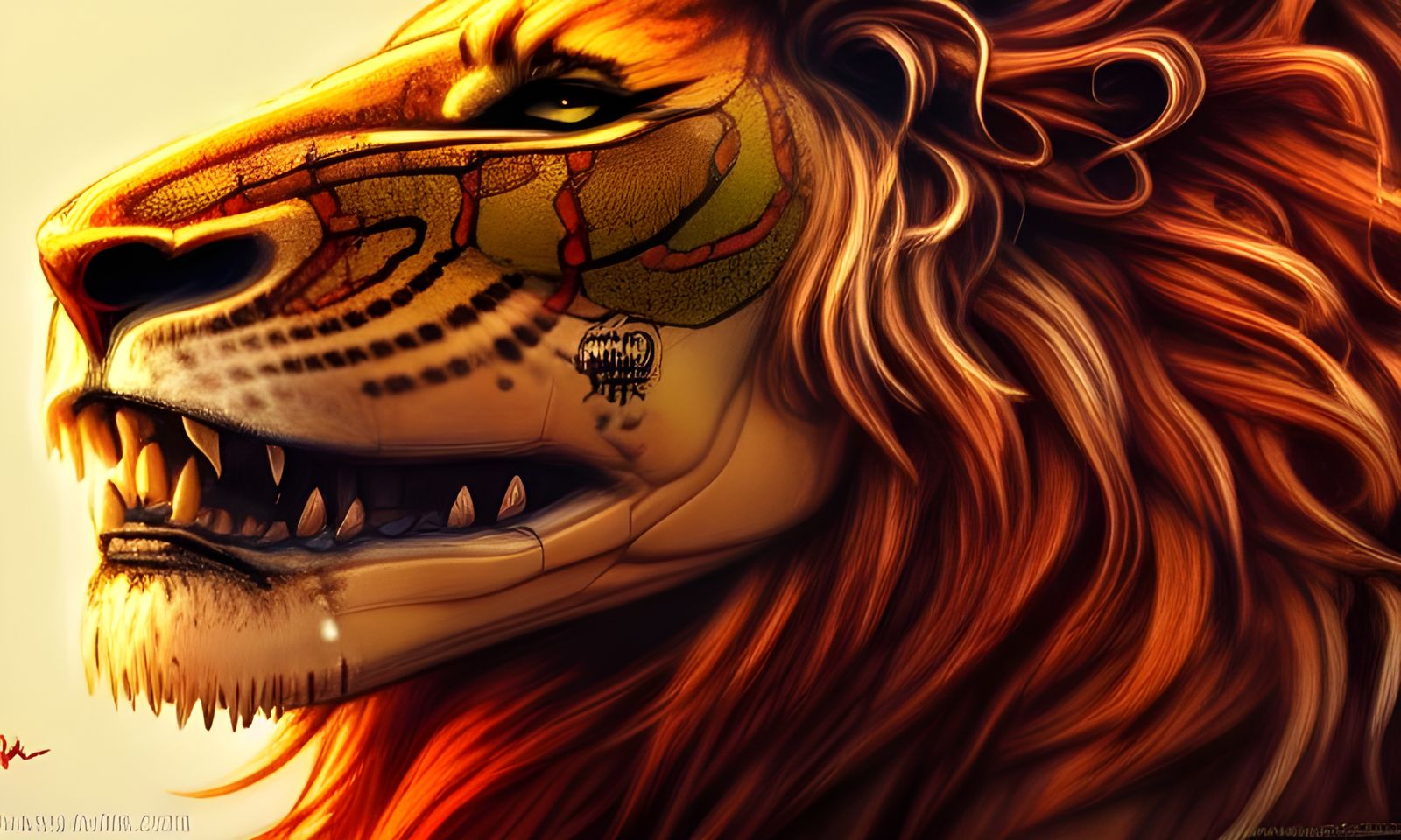 Anthropomorphic Lion-Snake Hybrid in Rich Colors