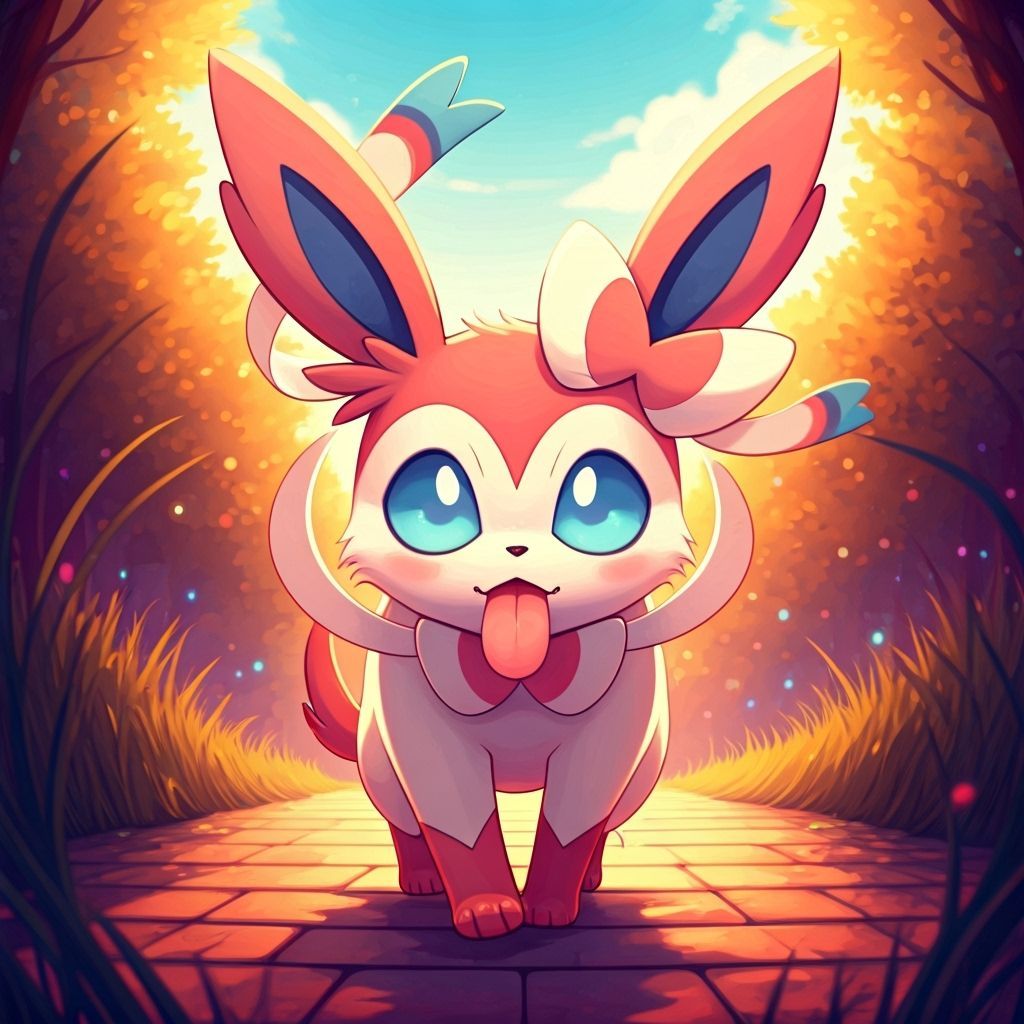 Cute Chibi Sylveon on a Hot Summer Day