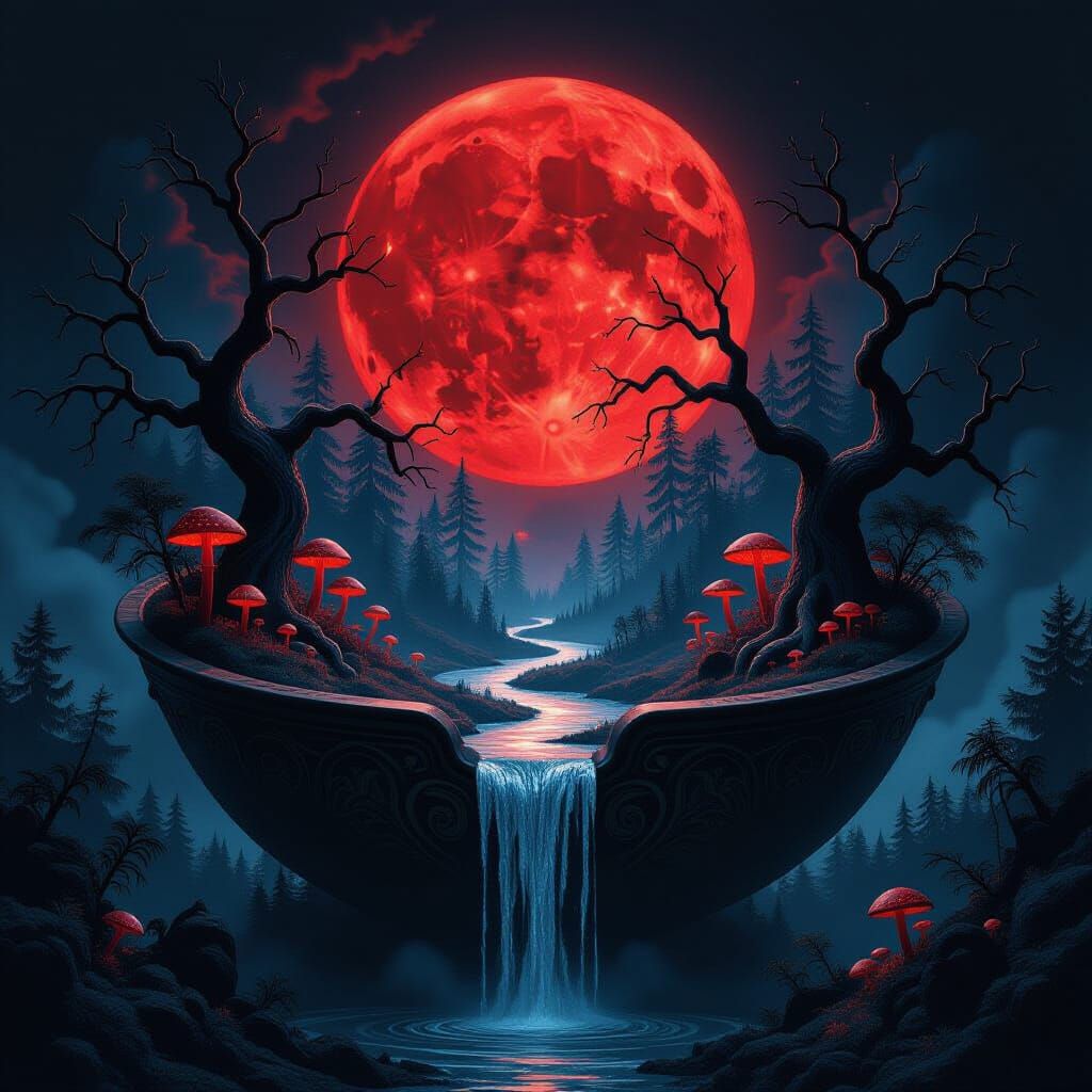 Gothic Fantasy Bowl Holds Miniature Dark Surreal World