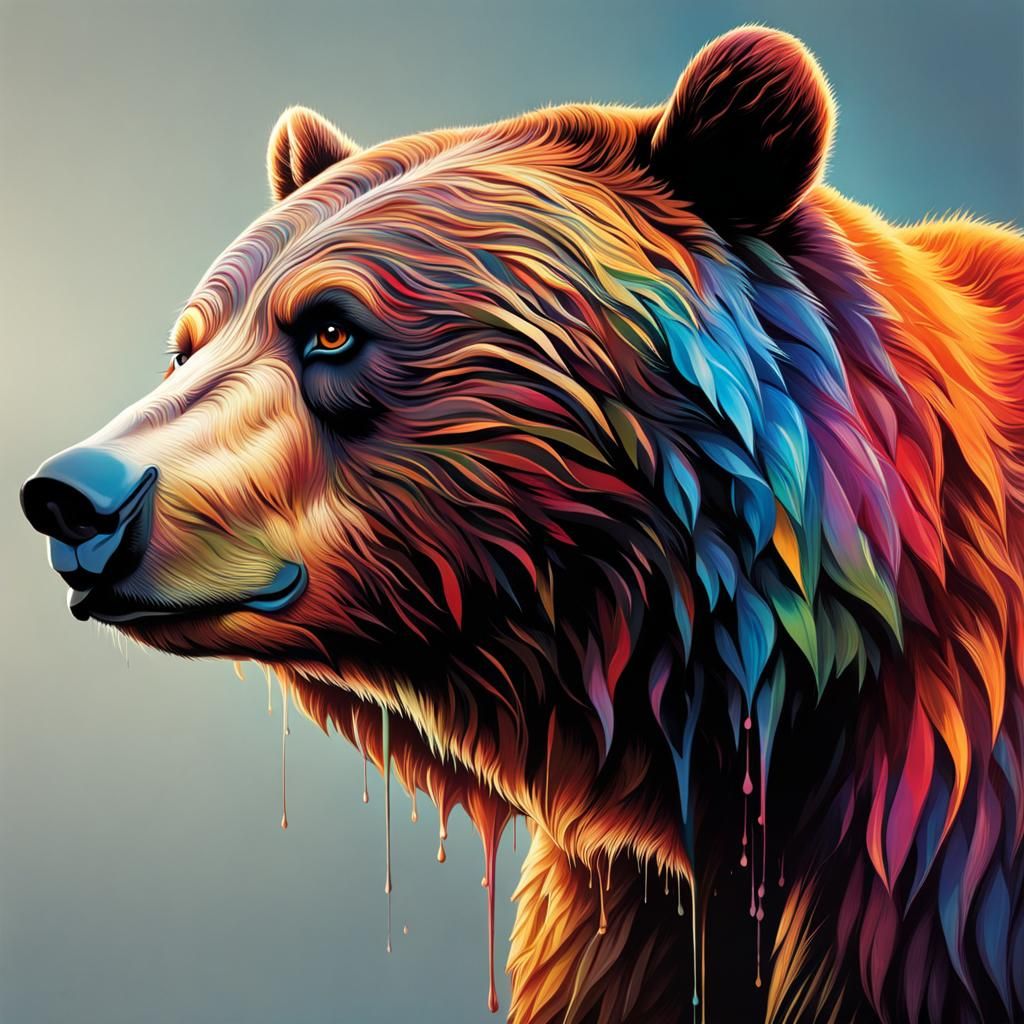 Hyperrealistic Bear in Splash Art Style