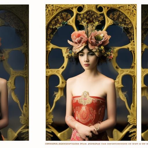 Yin and Yang Couple in Art Nouveau Style