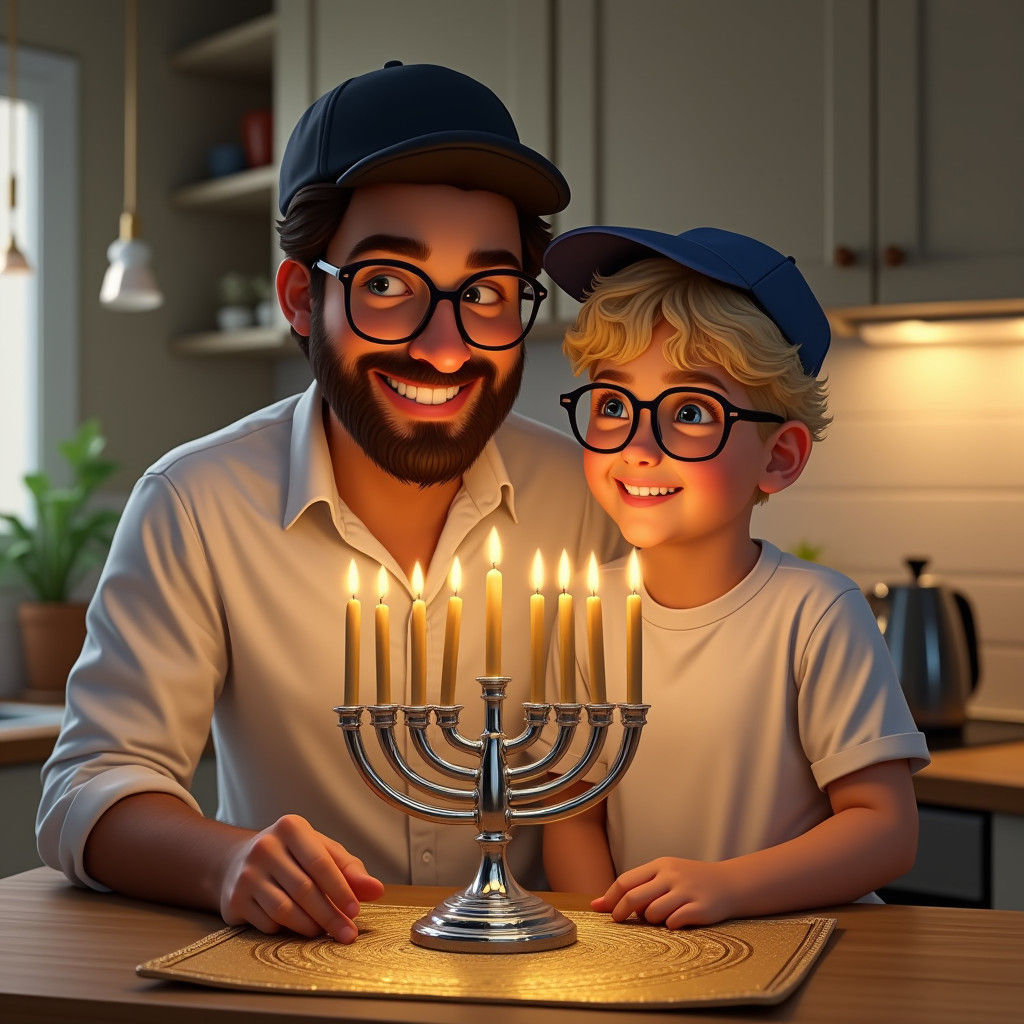 Heartwarming Family Moment in a Cozy Kitchen Setting