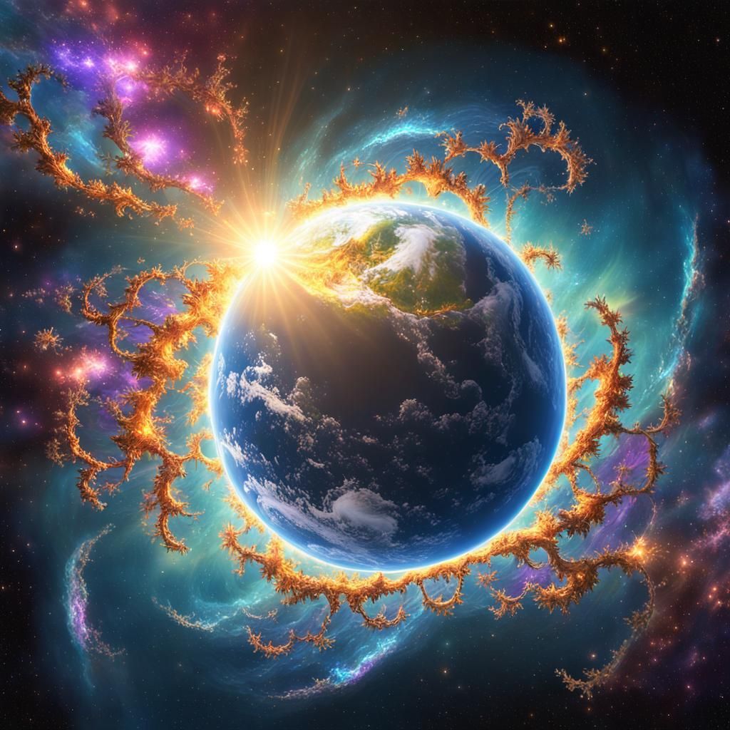 Cosmic Earth: A 3D Render of Fractal Splendor