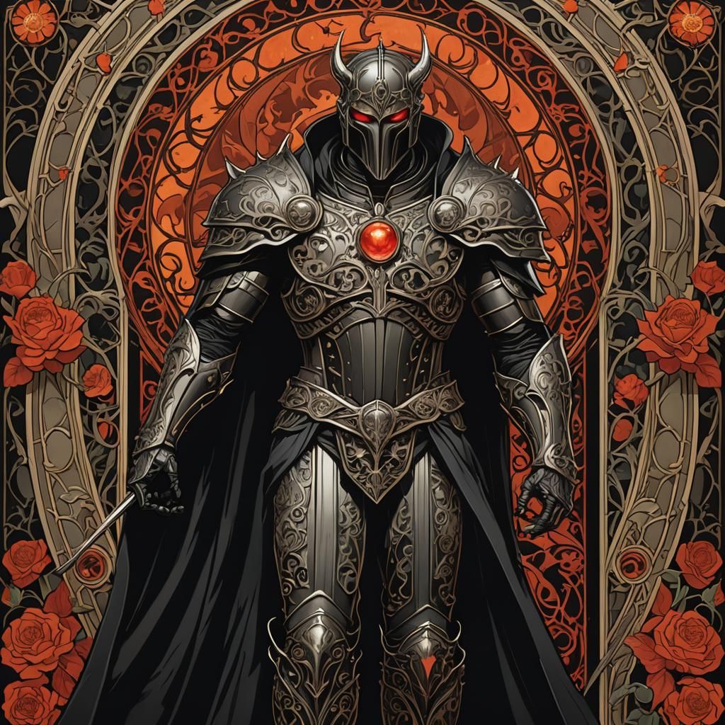Art Nouveau Hell Knight Illustration