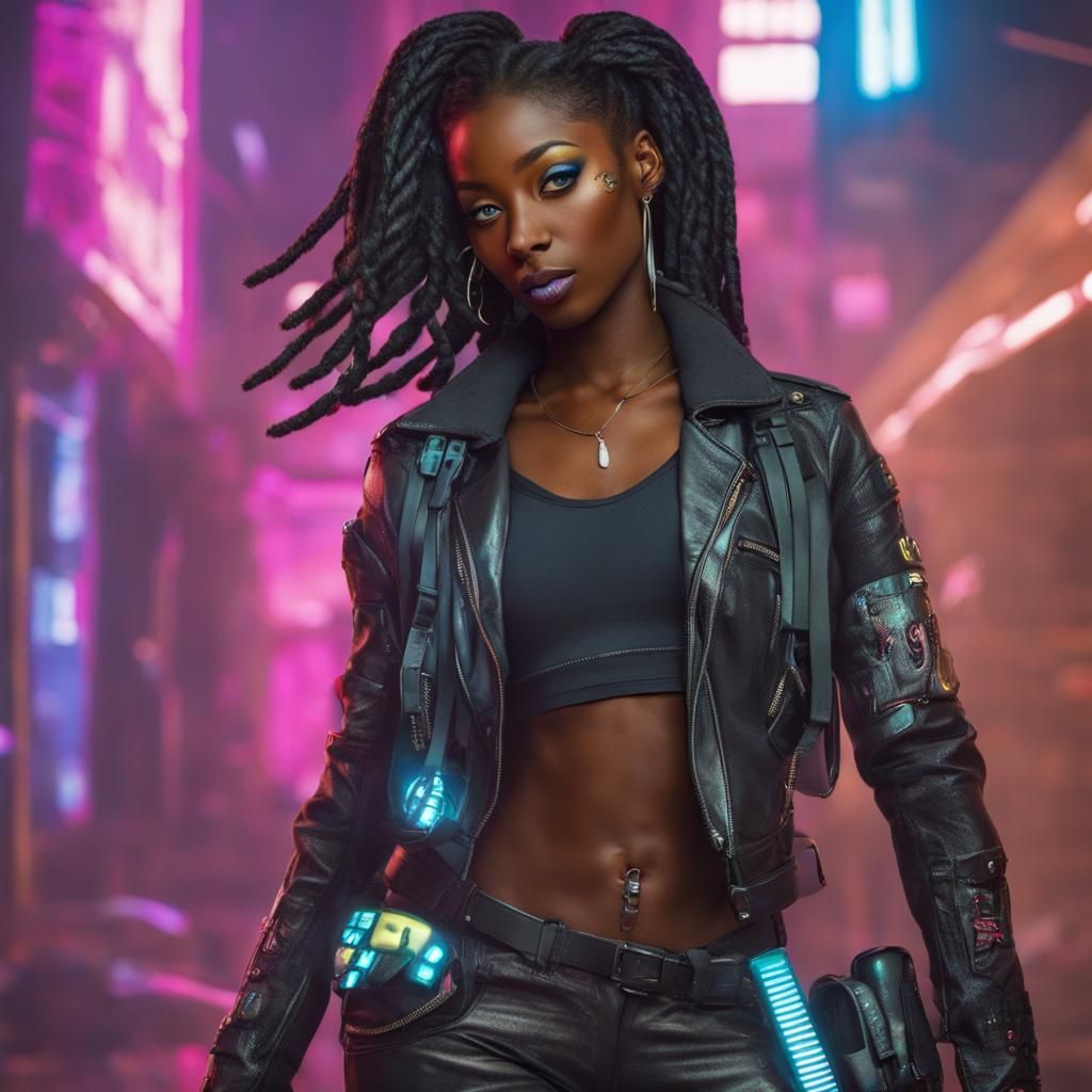 Coco Jones Lookalike in Cyberpunk Style