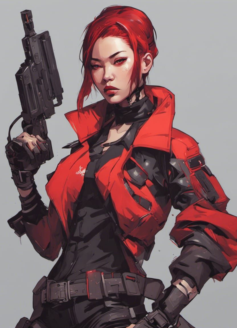 Cyberpunk Cyborg Assassin in Cyber Noir Style