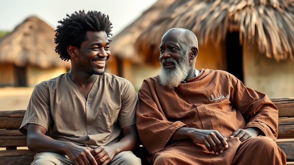 Nigerian Men in Traditional Village, 3D Render