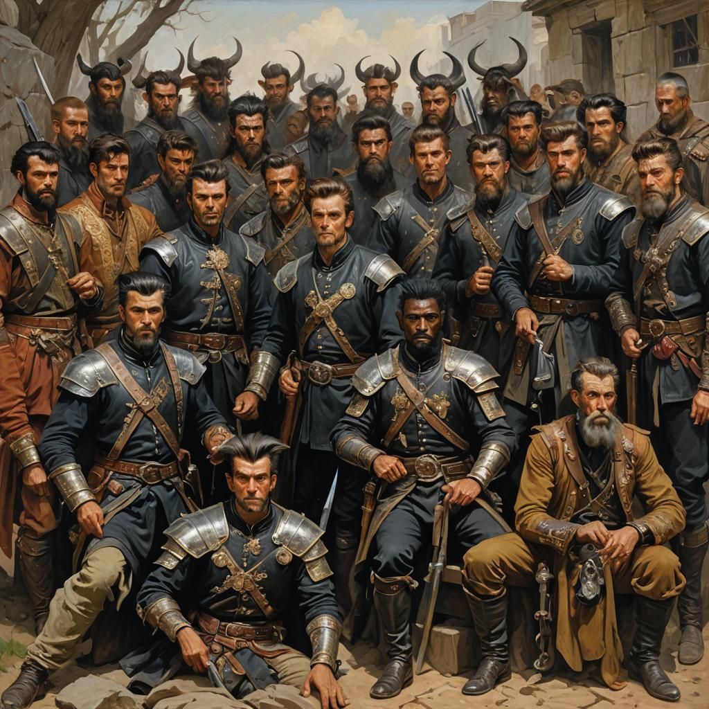 Sons of the Black Goat: Oil Painting of Warriors
