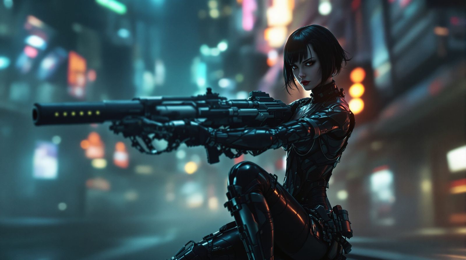 Futuristic Assassin in Dystopian Sci-Fi Style