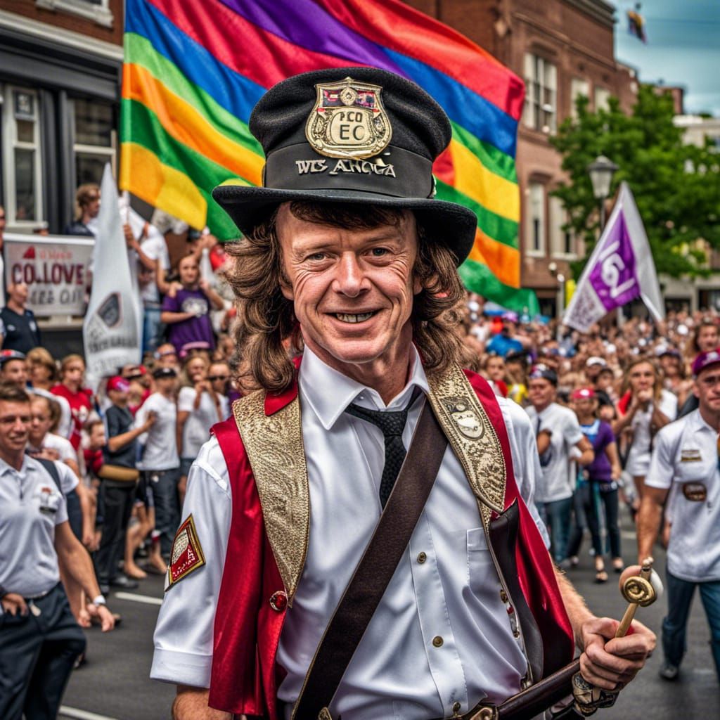 Angus Young Leads Pride Parade as Colonel