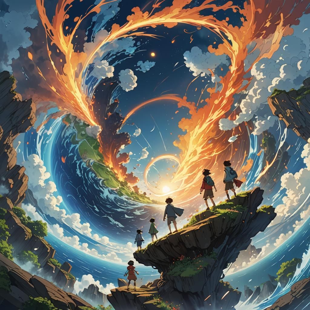 Elemental Anime Characters Create Planet Earth