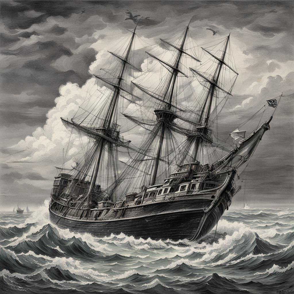 Tempest-Tossed Island with Nameless Ship