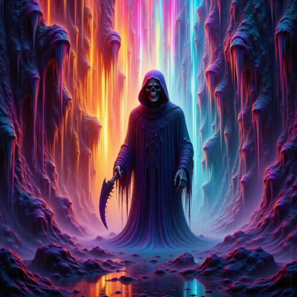 Psychedelic Grim Reaper Prismatic Waterfall