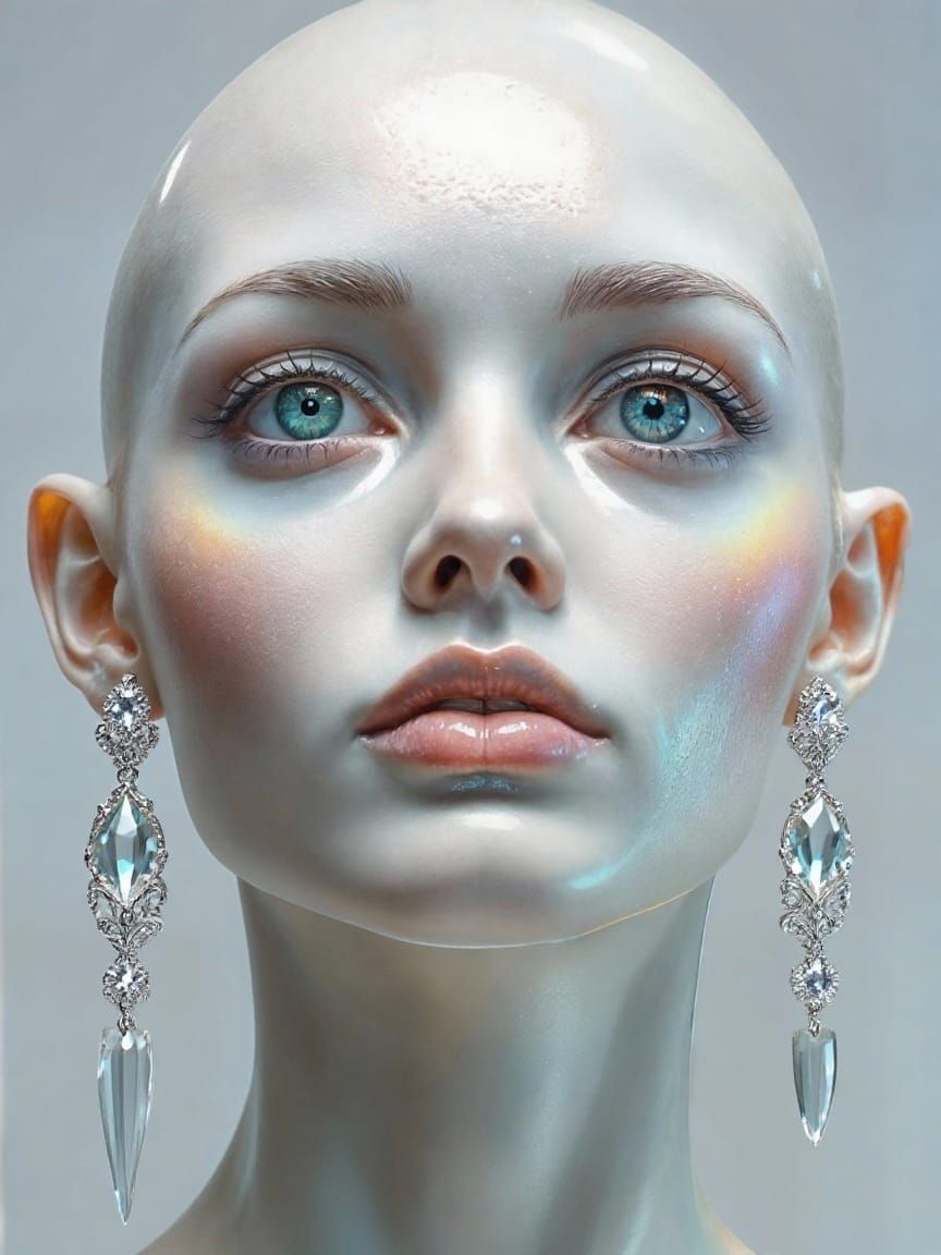 Ethereal Shimmering Portrait with Rainbow Prism Eyes