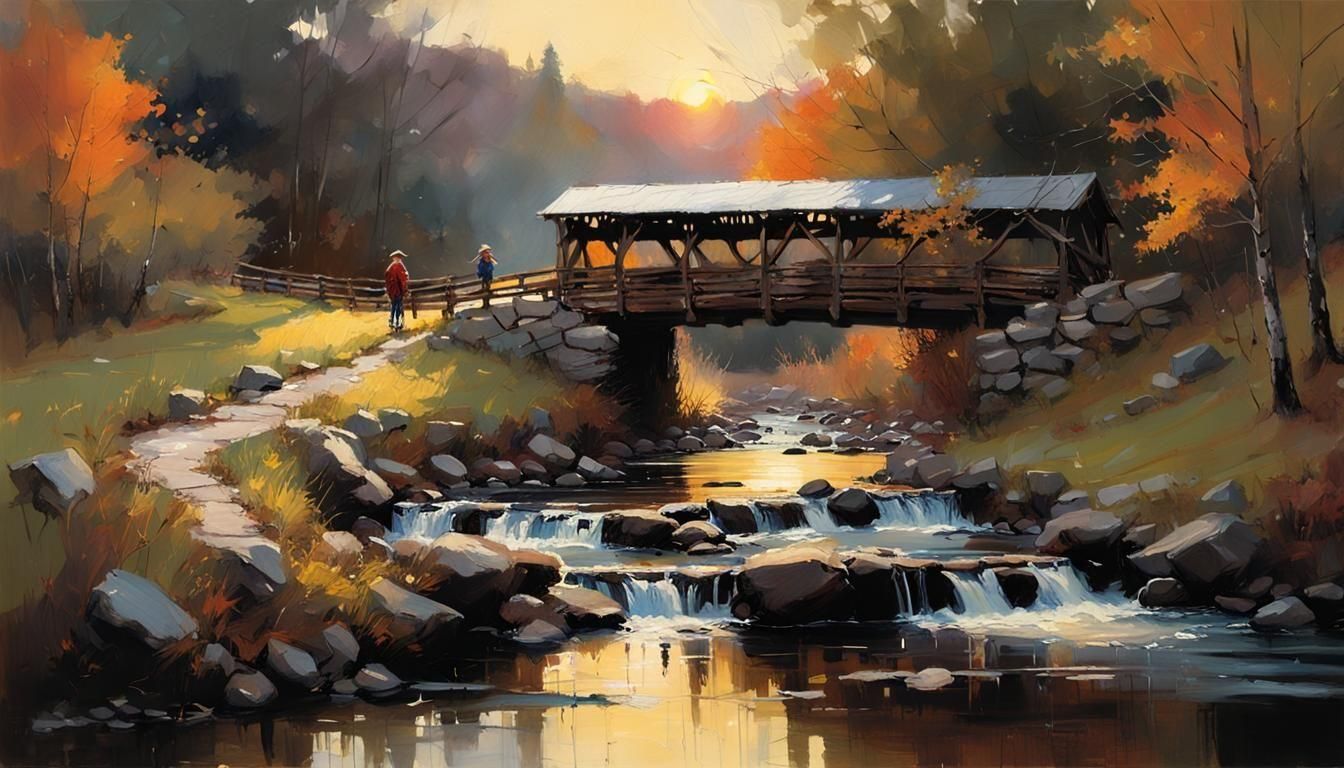 Picturesque Covered Bridge in the Countryside