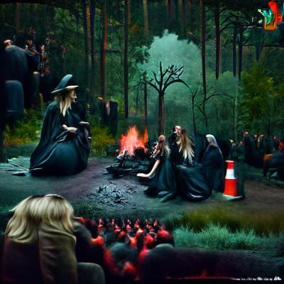 Eerie Witches' Sabbath in Dark Forest