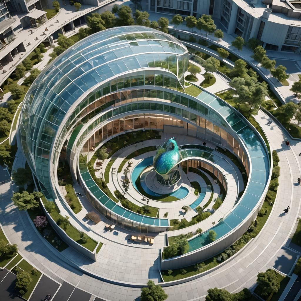 Futuristic Building with Peacock Tail Layout