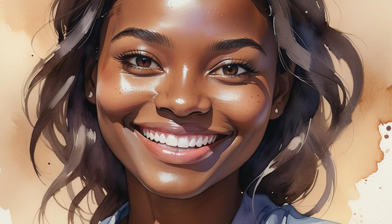 Watercolor Portrait of Smiling Woman in Artgerm Style