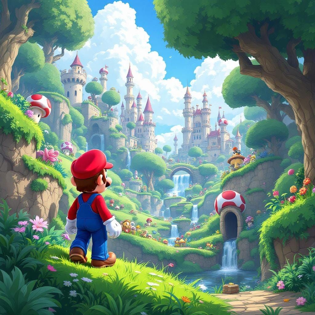 Mario Explores Mushroom Kingdom in Cel-Shaded Open World